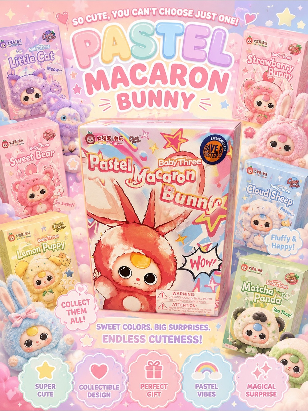 Dave & Buster’s Macaron Bunny Plush Toy - blind box never opened.
